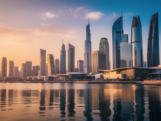 Warm evening lights across a modern UAE skyline